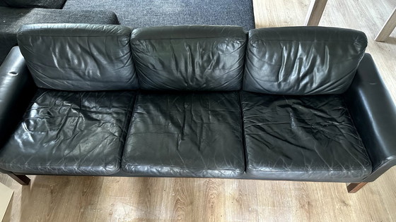 Image 1 of Scandinavische 3-zits leren bank, Zweden, 1950