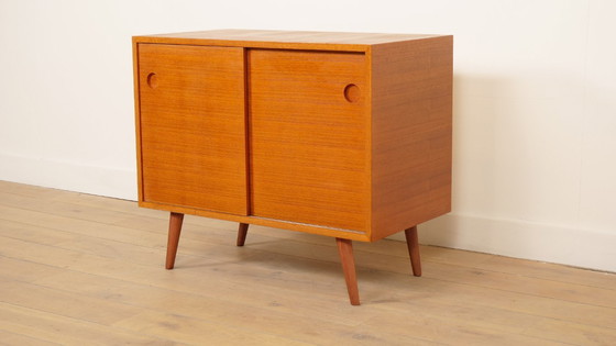 Image 1 of Vintage Cabinet With Sliding Doors | Audio Furniture | Teak