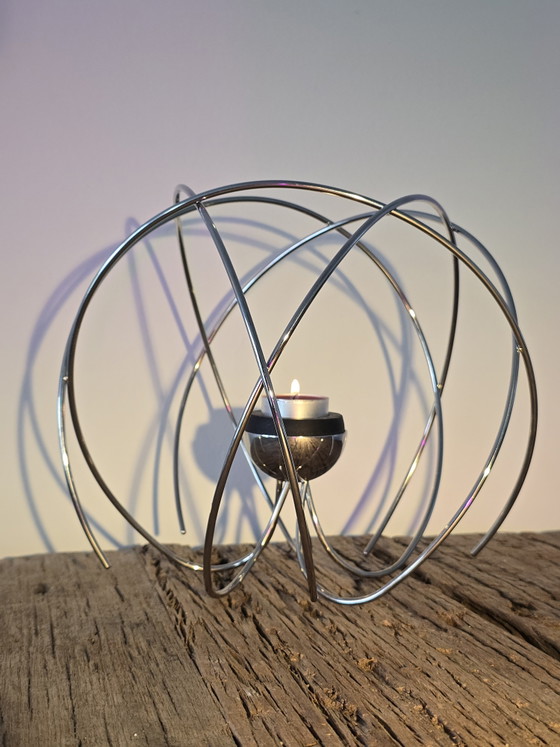 Image 1 of Portacandele dal design vintage Space Age - Cromato - Atomico