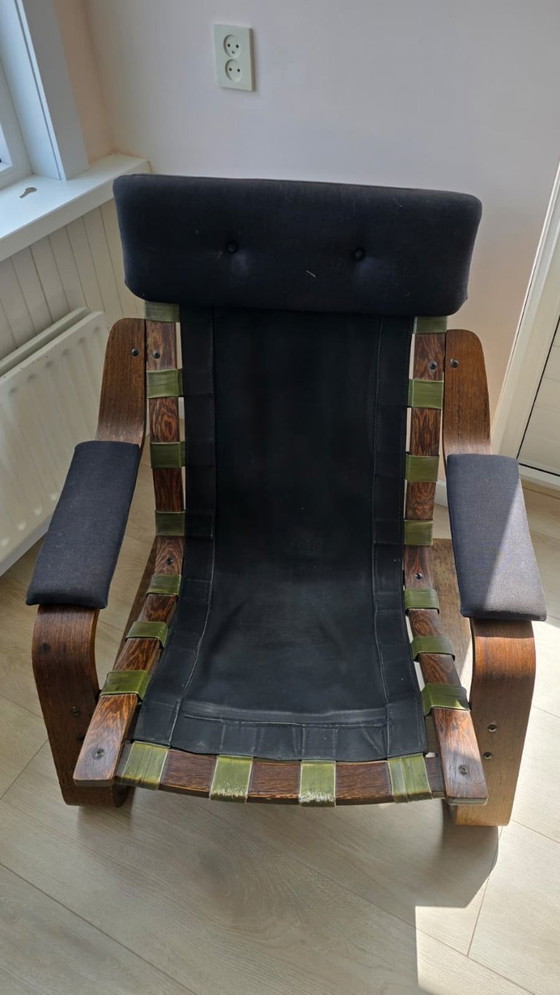 Image 1 of Scandinavian wenge plywood pair of armchairs 1970