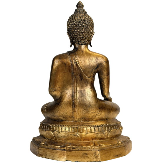 Antiker Thai-Buddha in Bhumisparsha – Rattanakosin, 19. Jahrhundert – Bildhauerei, Bronze (photo 11 of 11)