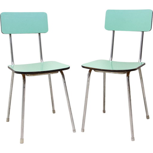 Paar vintage Tsjechoslowaakse gekleurde formica caféstoelen, jaren 1960