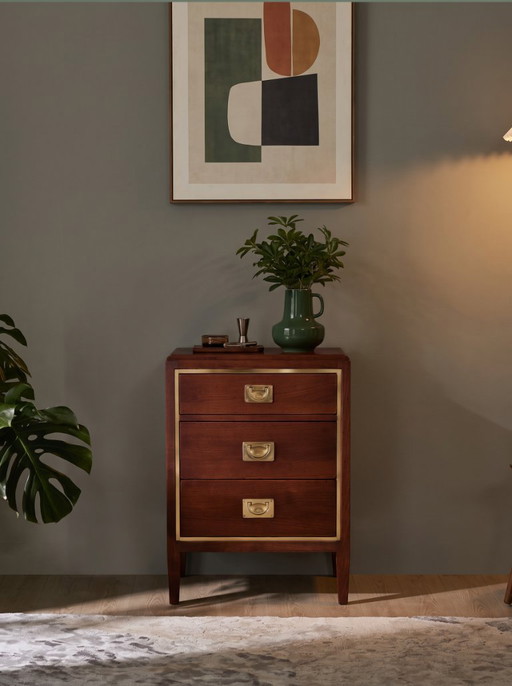 Gerestaureerde massief kersenhouten accentkast met messing details – Campagnestijl – ladekasten, Wood