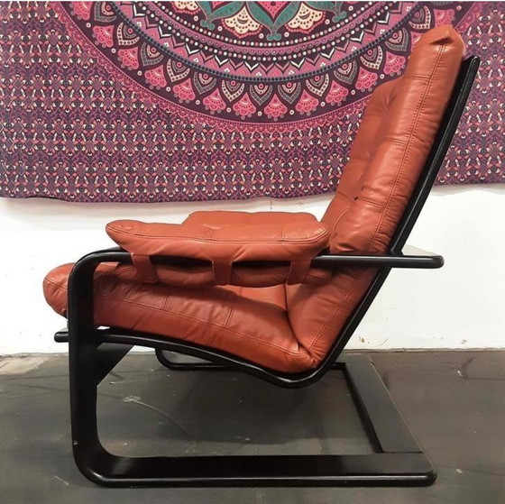 Image 1 of 2x Vintage Cognac Leren Coja Culemborg Fauteuils (Mid Century