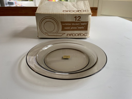 Vintage Arcoroc Französische Glasteller 12 Stück neu im Karton