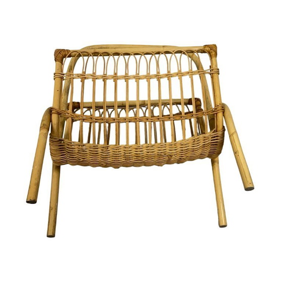 Image 1 of Vintage Wicker Newspaper Rack, Boho/PRL, Franco Albini Style, Italy 1970s