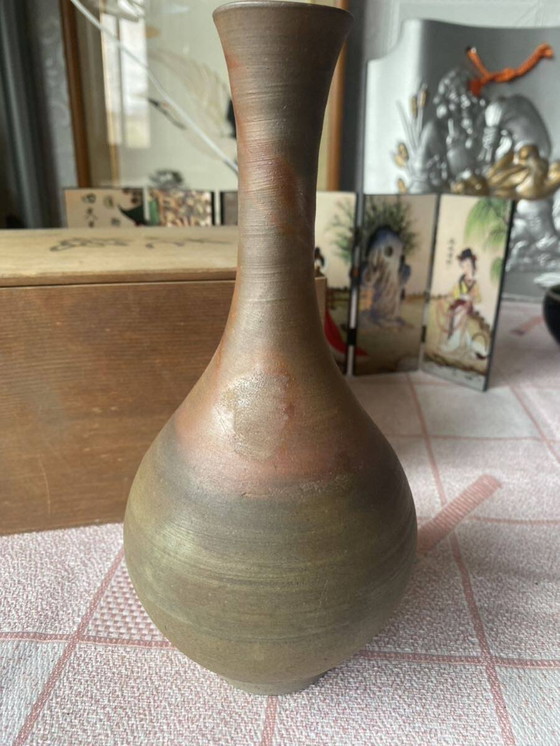 Image 1 of Antieke Japanse Bizen Ware vaas in doos