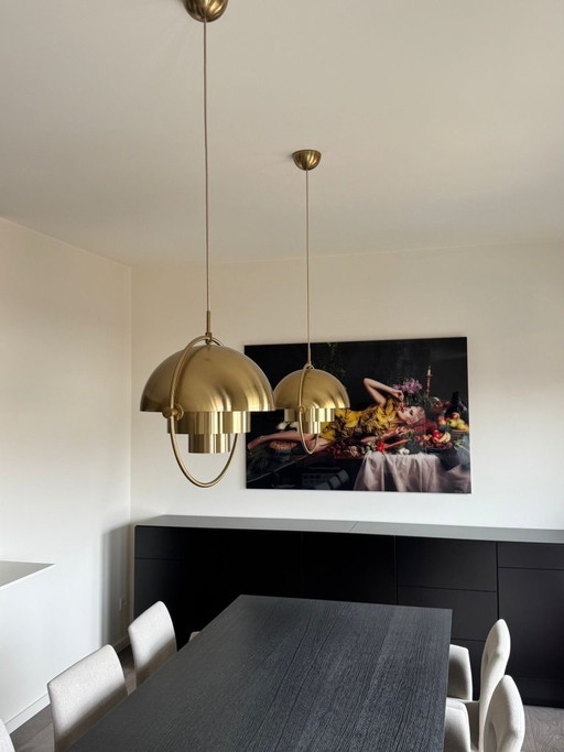 2 x Gubi Multi-Lite hanglampen in messing