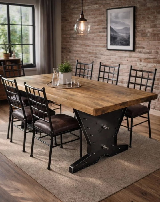 Image 1 of Handmade Industrial Dining Table