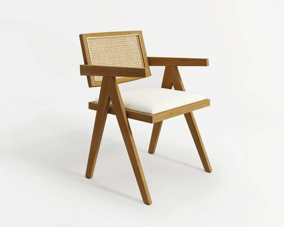 Massief Houten en Rotan Stoel 43x50x83cm – Fauteuils, Rattan, Textile (photo 5 of 5)