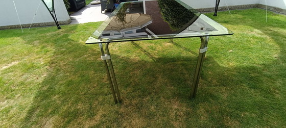 Image 1 of Space age eettafel donker glas
