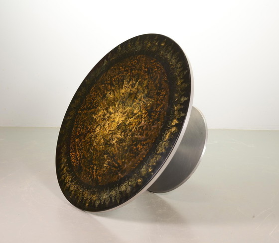 Image 1 of Distinguished Handpainted Large Coffee Table by Poul Cadovius & Designed by Susanne Fjeldsøe Mygge for Cado, Denmark, 1970s