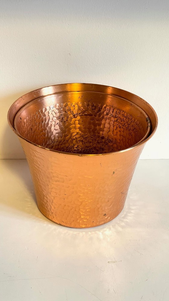 Image 1 of Hammered Copper Flowerpots, 1960s