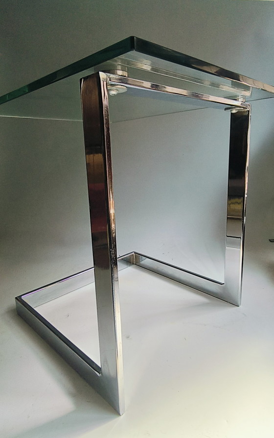 Image 1 of Table d'appoint moderne en verre Gerba verre chromé