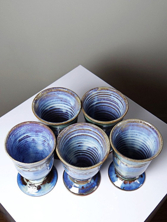 Image 1 of Set of 5 glazed ceramic mazagrans, 1960s-1980s