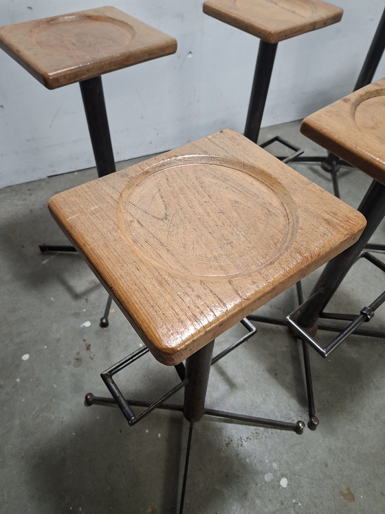 Image 1 of Set di 6 sgabelli francesi in stile brutalista degli anni '60