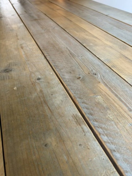 Gerüstbohlen-Tisch mit eingelegter Platte, Pure Wood, Esstische, Holz, Metall, Schwarz, Rustic (Foto 10 von 10)