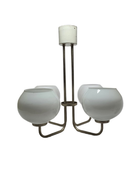 Kroonluchter in postmoderne stijl, Polen, jaren 70 – Glass, Metal