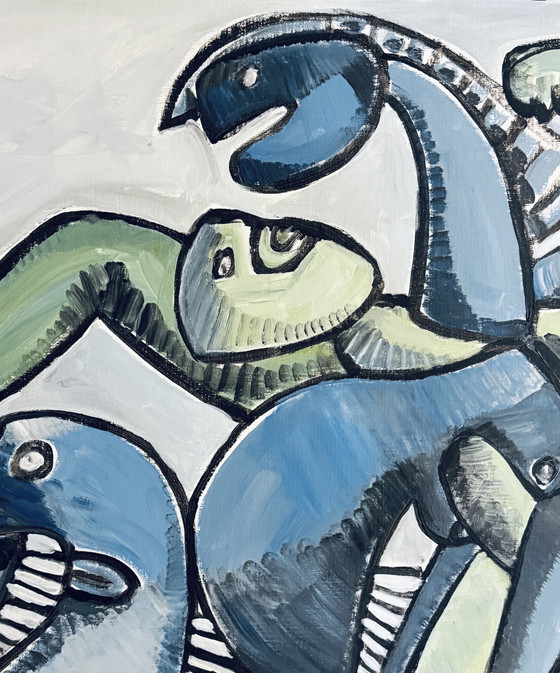 Image 1 of Gundi Falk (1966) Cubist Embrace - Large painting on canvas