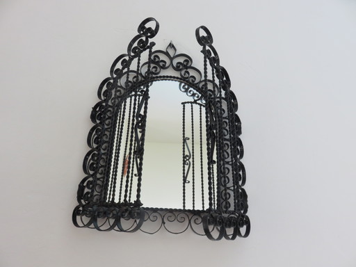 Wrought iron shutter mirror, South of France, Vallauris, 50s 60s