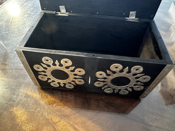 Image 1 of Mauritanian Jewelry Box - Silver Metal And Ebony Wood