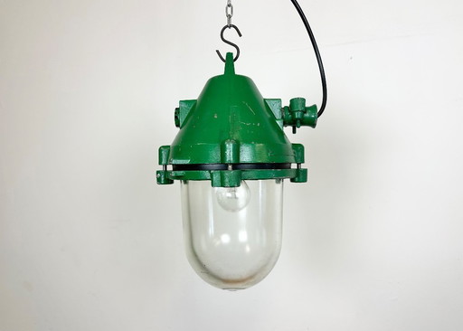 Green Industrial Cast Aluminium Explosion Proof Lamp, 1970s