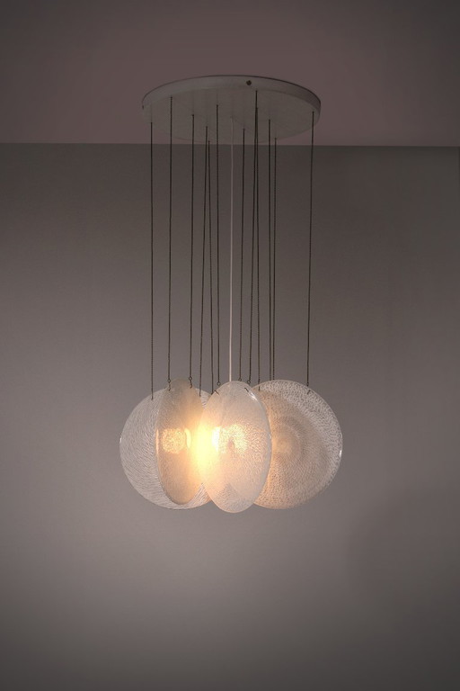Carlo Nason Kronleuchter aus Glas und Stahl – Ikonisches italienisches Mid-Century-Design (1960)