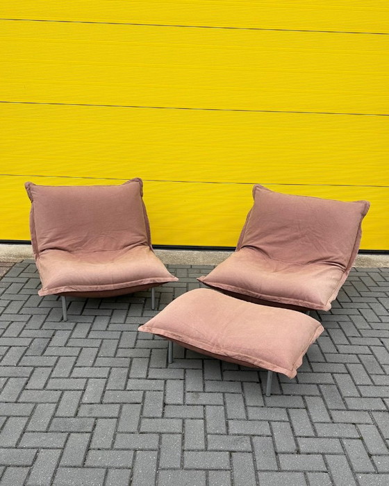 Ligne Roset Calin set lounge poltrona due posti pouf anni '90 – Divani modulari, Tessile (photo 15 of 18)