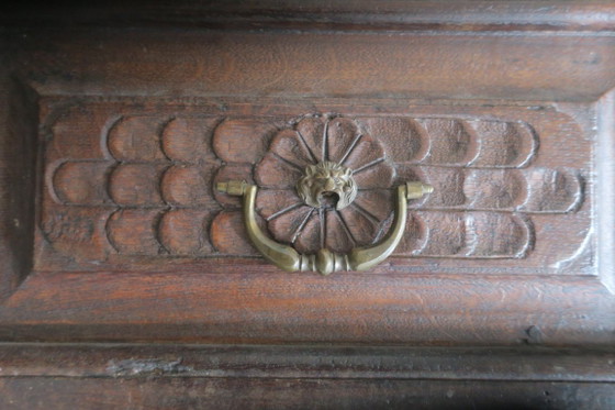 Image 1 of Antique Carved Oak Farmhouse Wardrobe, 1780