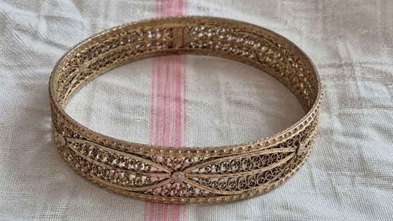 Antique filigree silver bangle bracelet – Golden reflections – Decorative Objects (photo 2 of 6)