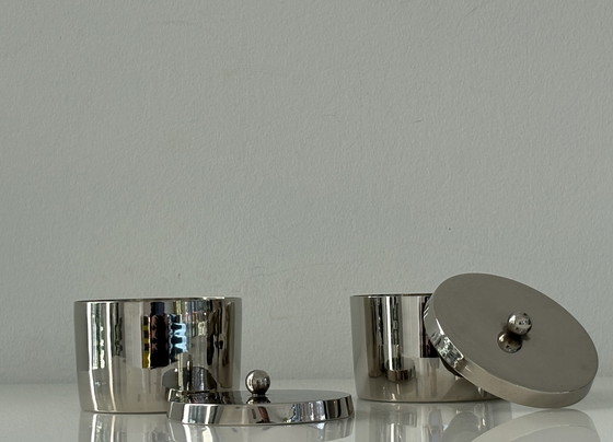 Image 1 of Ensemble de deux boîtes rondes en acier inoxydable