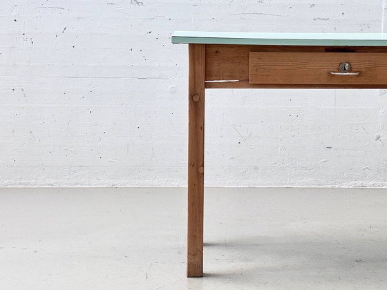Scrivania Vintage con Piano in Resopal Verde Menta – Scrivanie, Wood (photo 7 of 16)