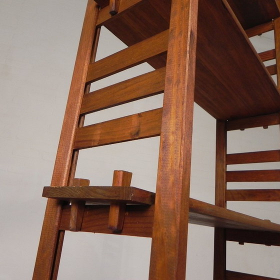 Dismountable wooden bookshelf, etagere, 1960s, Shelving unit, Brown, Vintage (photo 15 of 15)
