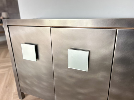 Image 1 of Beautiful designer stainless steel sideboard with matching mirror