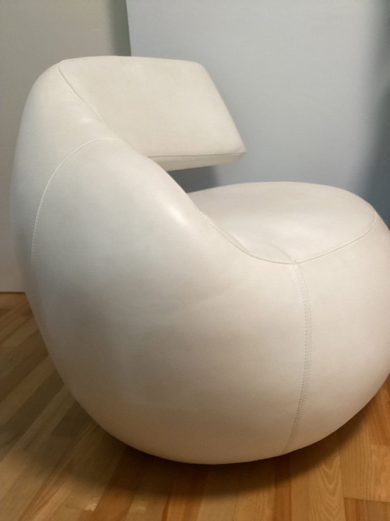 Fauteuil en cuir Leolux Gisa, Leolux Gisa fauteuil, Blanc, Modern (photo 7 sur 14)