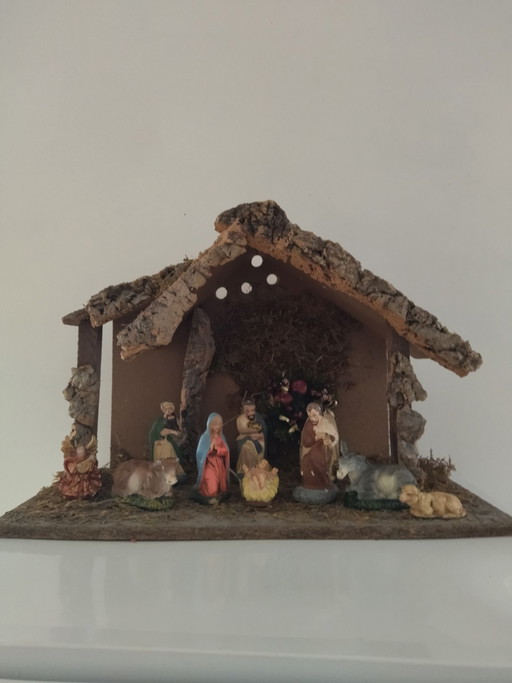 Gran Belén de Navidad Vintage de Madera 50cm + Set de Figuras