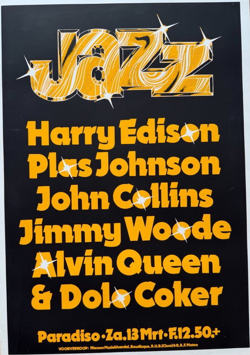 Martin Kaye, Jazz, Paradiso Poster (13 de marzo de 1981), Impreso en los Países Bajos