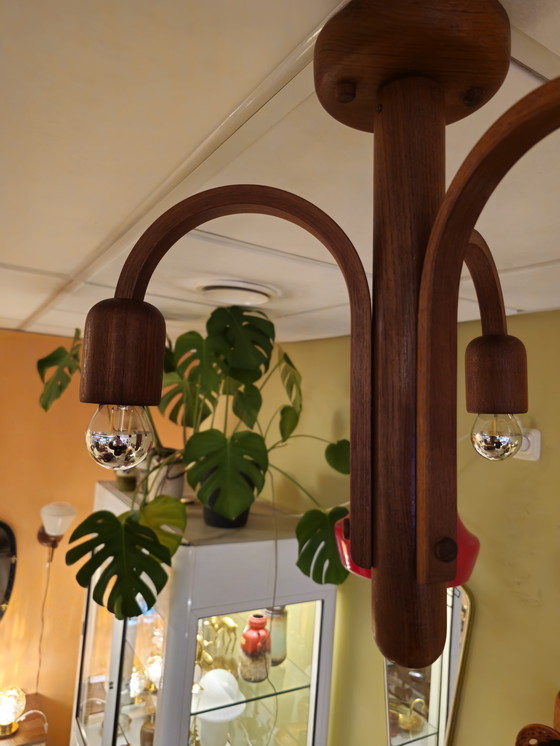Image 1 of Vintage Teak Domus Pendant Lamp Chandelier Lamp Teak
