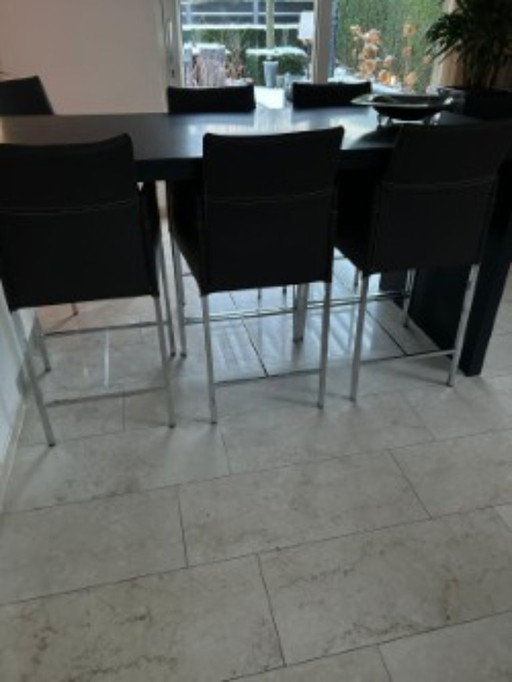 6 KFF TAXAS Barhocker, braunes Leder