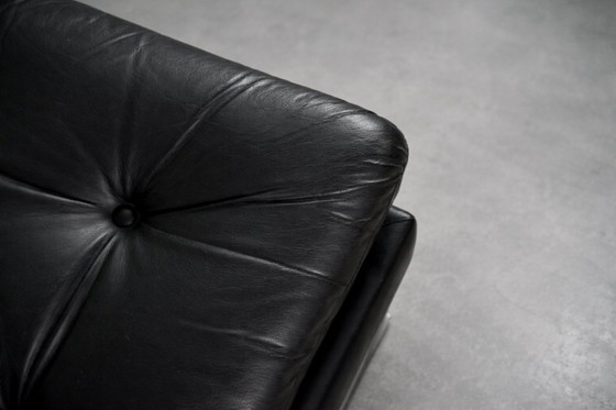 Image 1 of Vintage Mid-Century German Modern Minimalist Leather & Chrome Modular Sofa from Klöber, 1980s, Set of 4