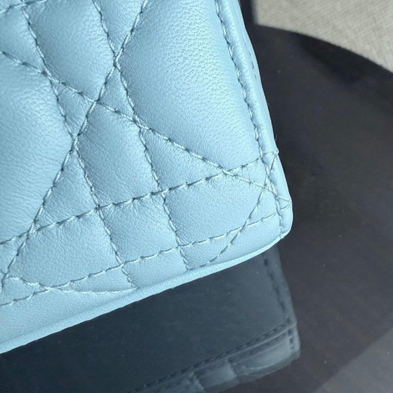 Image 1 of DIOR D-JOY MEDIUM - CANNAGE LAMSLEER LICHTBLAUW BABYBLAUW GOUDEN BESLAG