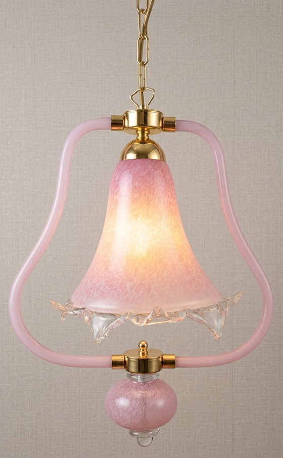 Image 1 of Murano Lampadario Colore Rosa-Seta Arte Veneziana Collezione Lulù Sylcom (Fuori Produzione) Nuovo