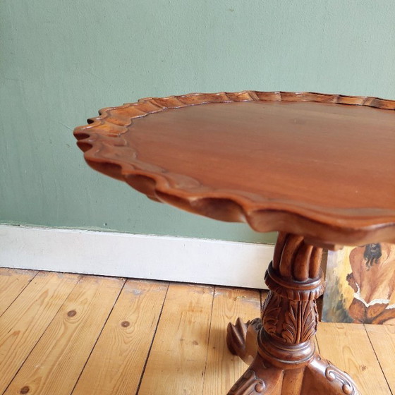 Rococo style wooden side table, brown (photo 4 of 8)