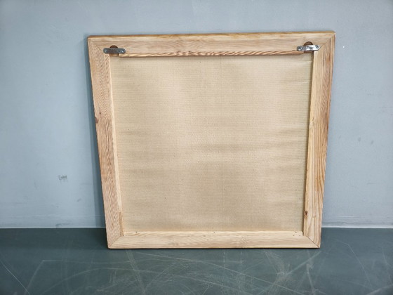 Specchio quadrato vintage ceco in impiallacciatura di rovere con vetro circolare, anni '70 – Legno (photo 8 of 10)