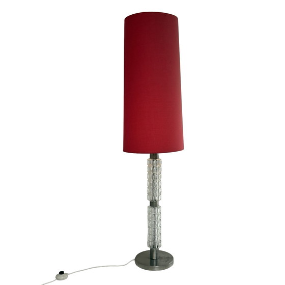 Image 1 of Richard Essig - Floor lamp - Space age design - Crystal glass, chrome and fabric covered shade