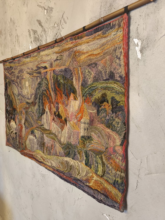 Brutalist Scandinavian Tapestry 70s – Art, Bamboo, Wool (photo 5 of 9)