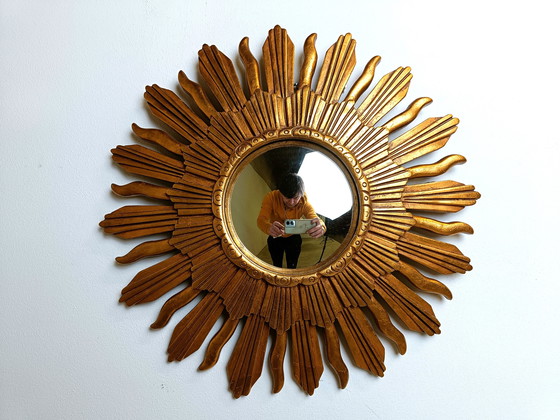 Image 1 of Vintage Golden Sunburst Mirror, 1960s