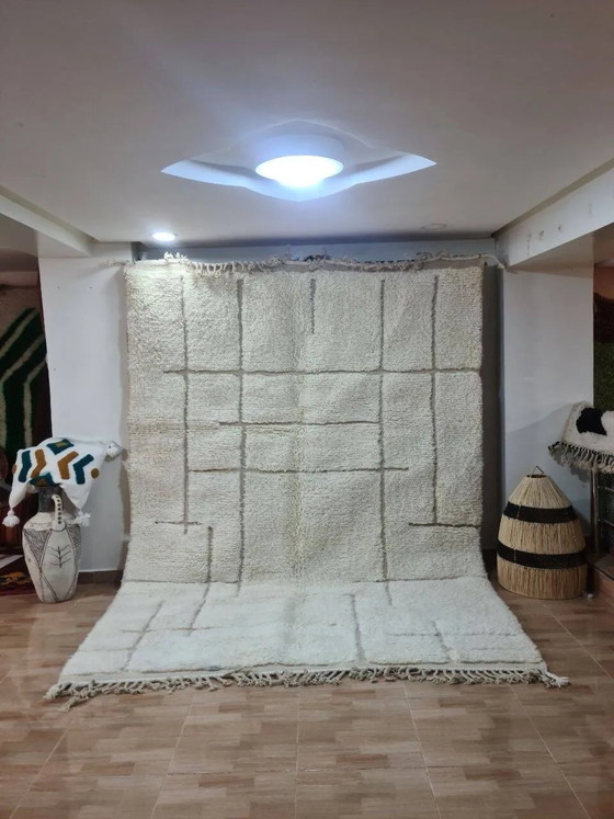 Alfombra BeniOuaren Moderna Blanca 300x200 cm – Lana, Algodón, Scandinavian (photo 3 of 3)