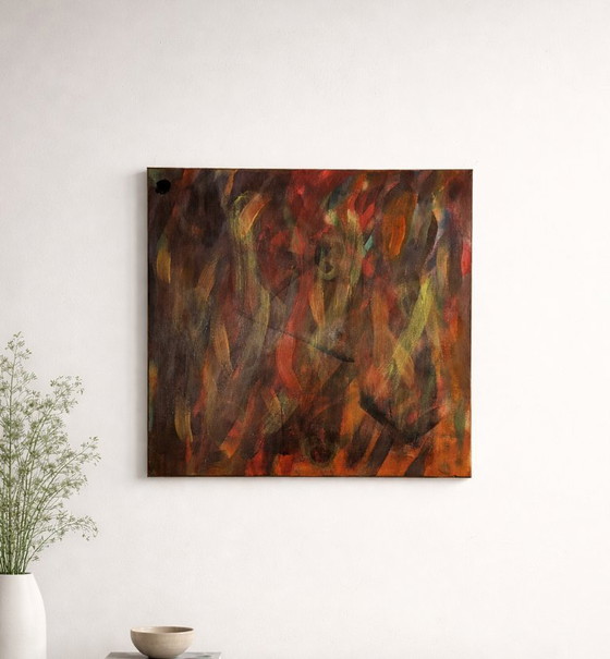 Image 1 of Large Abstract Painting – Embers of Resistance Warm Earth Tones – T.C. Freiberger – Contemporary Expressionism