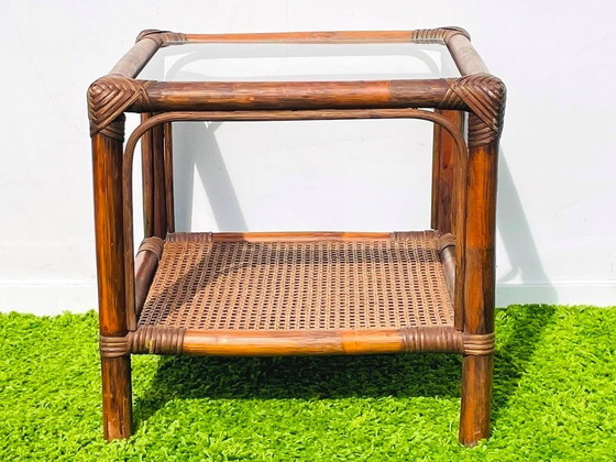 Image 1 of Table d'appoint en bambou ~ Style vintage années 70 ~ Table basse